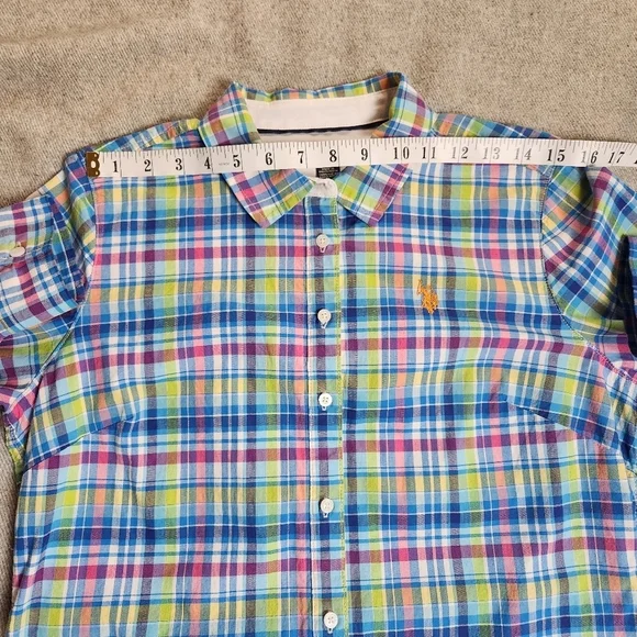 Button down Shirt dress Plaid Collared Long Sleeves Cotton blend US POLO ASSN - Picture 13 of 16